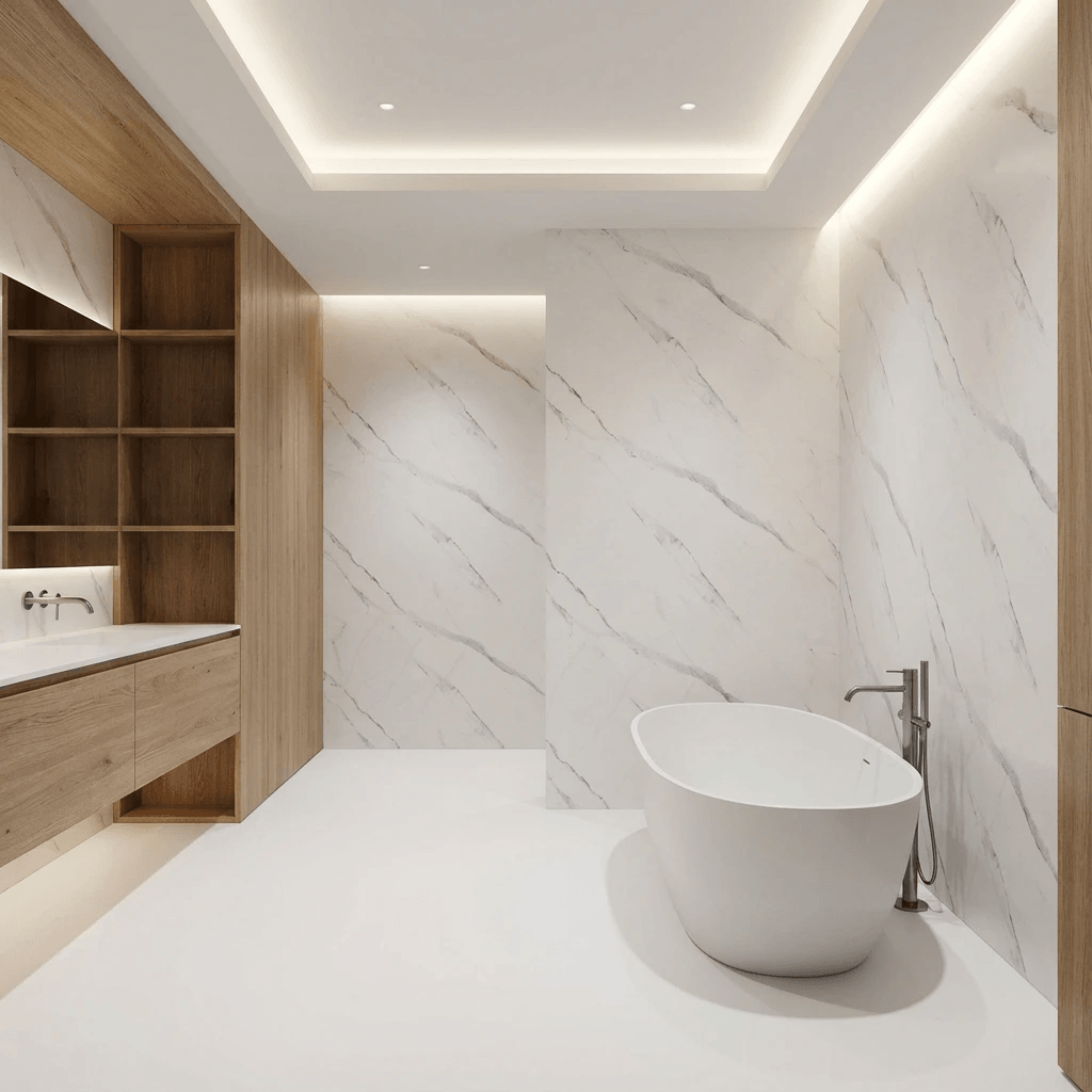PVC panels for bathroom with marble effect