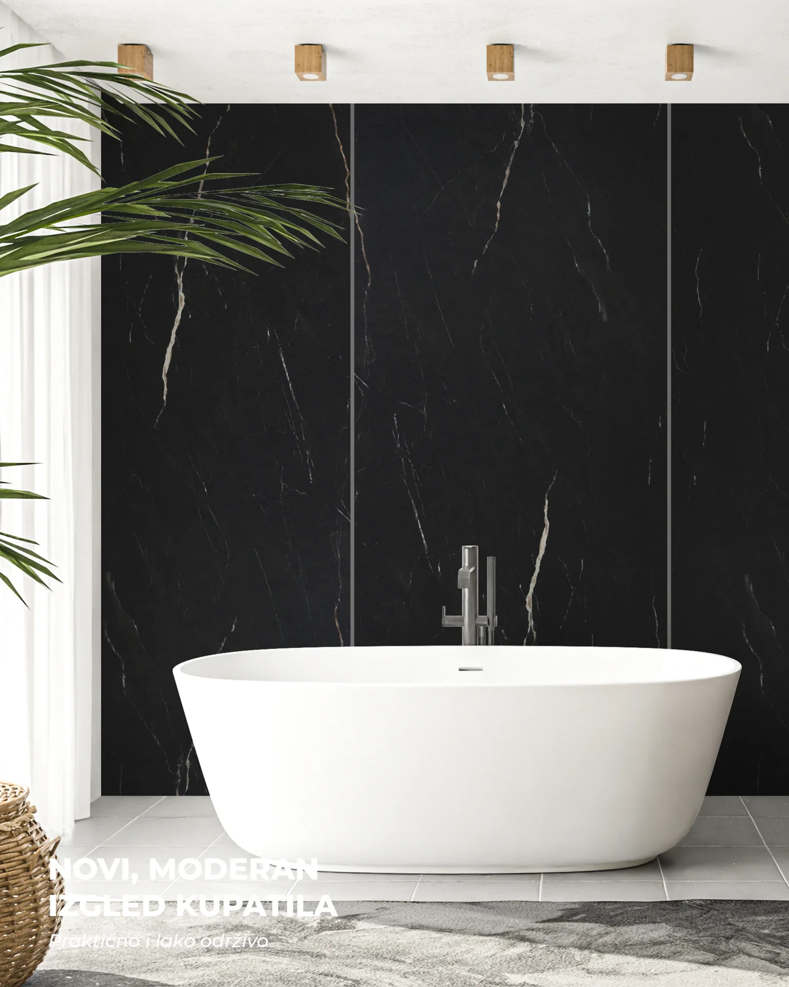 PVC panel Nero in a living room, real-life interior use